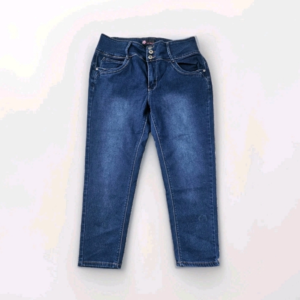 Women At Seven Dark Blue Cotton Blend Stretchy Skinny Jeans Size 18 Pants